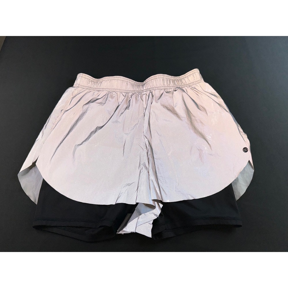 Calia by Carrie Underwood Womens Reflective Silver Running Shorts with Liner M